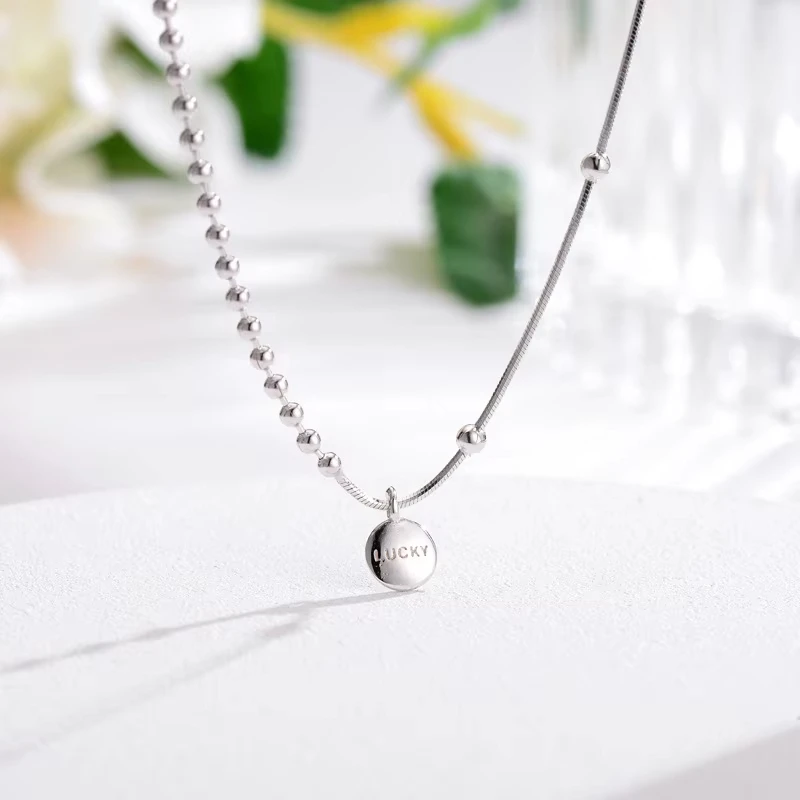 925 فضة المختنق طوق القلائد القصيرة جولة المختنق سلسلة الترقوة محظوظ قلادة المرأة غرامة مجوهرات اكسسوارات