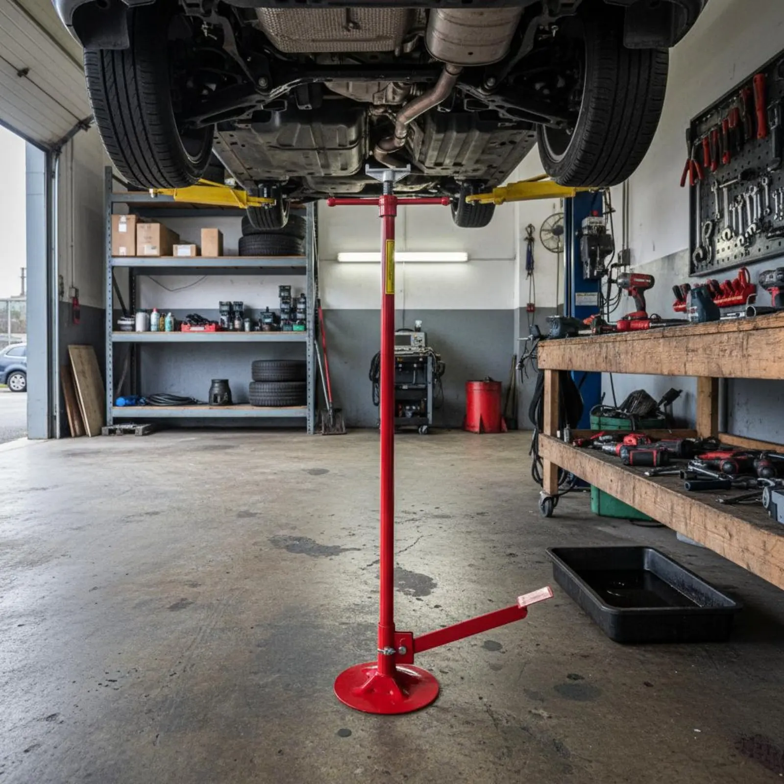 Foot Pedal Lift Stand Easy to Use Underhoist Support Stand Vehicle Lift Support Post Stable Base Garage Safety Brace Heavy Duty