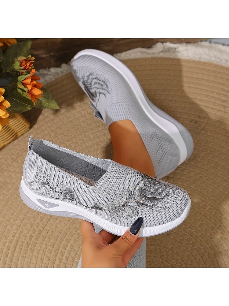 Women's Breathable Knit Sneakers Spring Summer Lightweight Casual Walking Shoes Microfiber Durable All Season Outdoor Daily