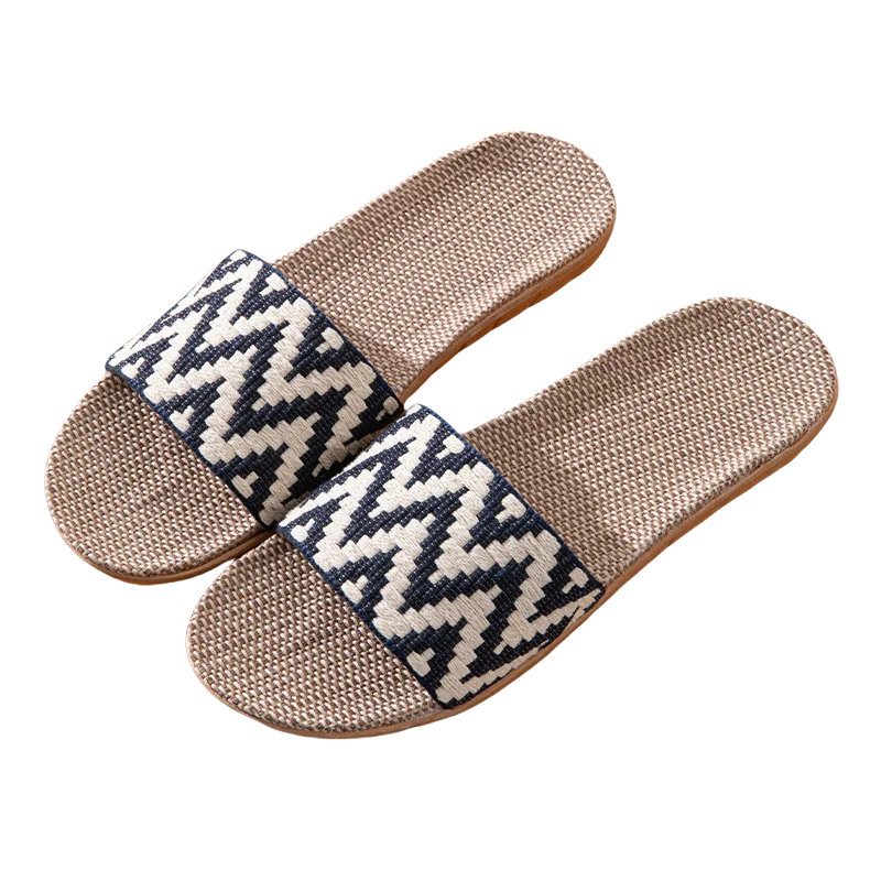 Home Indoor Slippers Open Toe Mixed Colors Women Beach Linen Shoes Summer Fashion Comfortable Flat Slippers Four Seasons