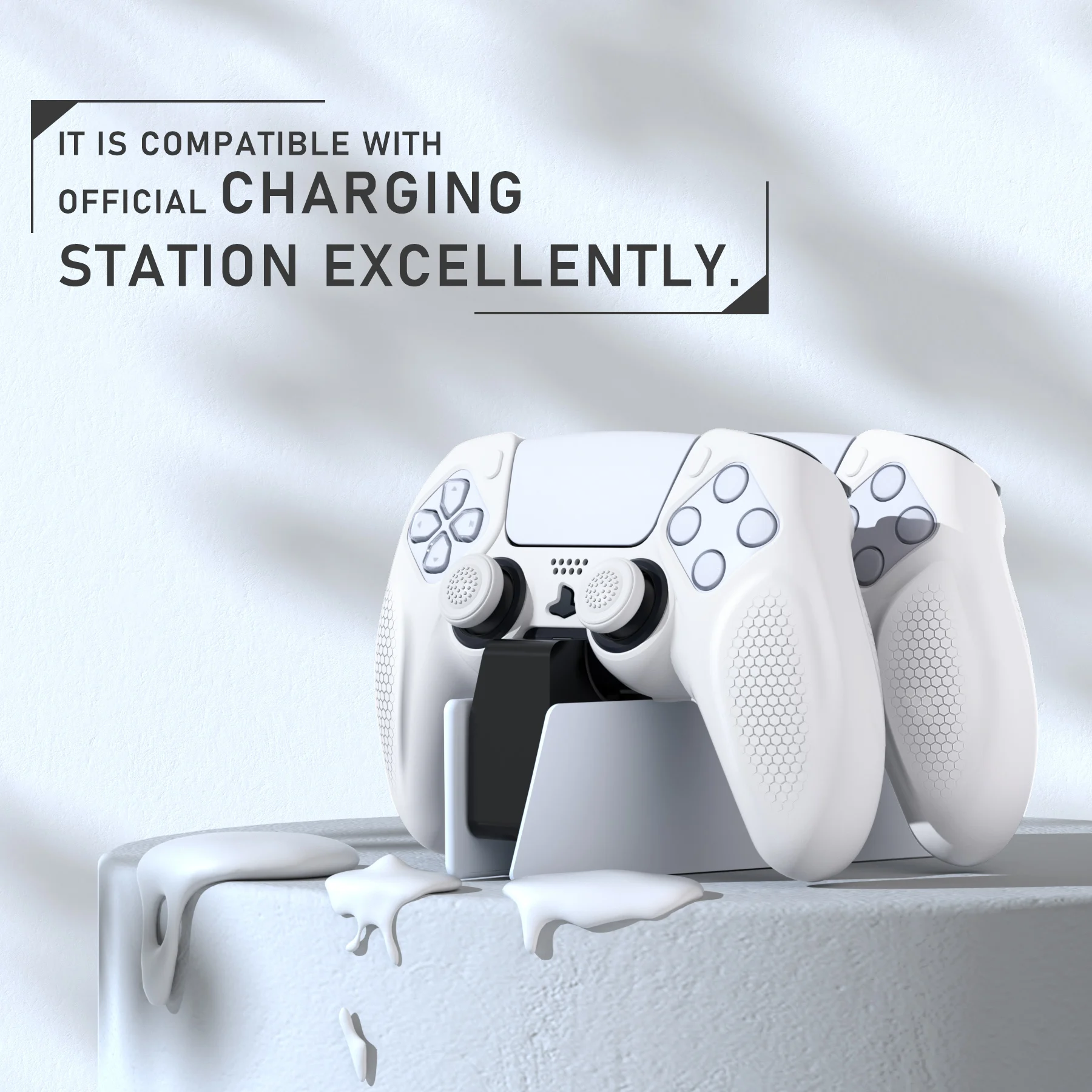 PlayVital Ninja Edition Antypoślizgowy silikonowy pokrowiec na kontroler bezprzewodowy PS5, pasuje do stacji ładującej i nakładek na kciuki