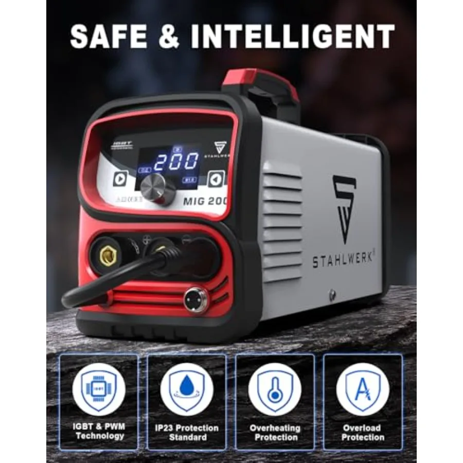 STAHLWERK MIG 200 ماكينة لحام متعددة المعالجات 220 فولت ماكينة لحام أساسية متدفق IGBT عاكس للتطبيقات الصناعية والتقوم بها بنفسك 4in1 MIG TIG Stic #5