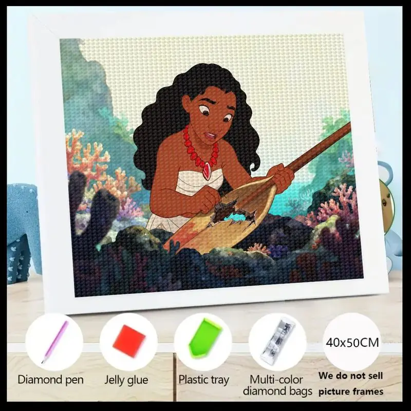 

1 шт. Disney Moana 5D DIY комплект алмазной живописи, полная дрель мультфильм принцесса приключения сцена Алмазная художественная мозаика ремесленный набор, 40x50 см