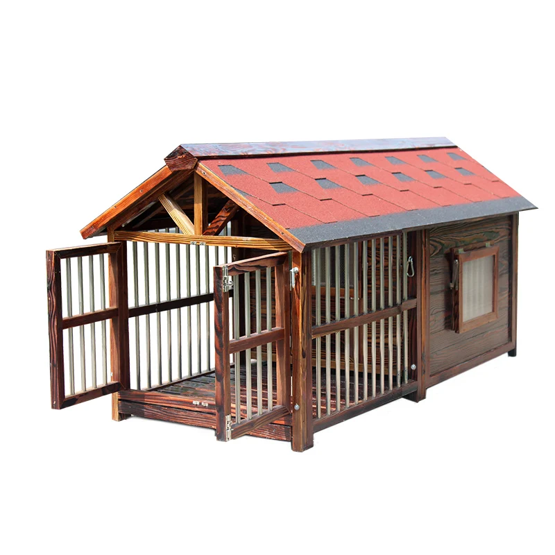 Dog house Solid wood outdoor waterproof kennel Large dog house Four seasons universal dog villa Wooden outdoor kennel