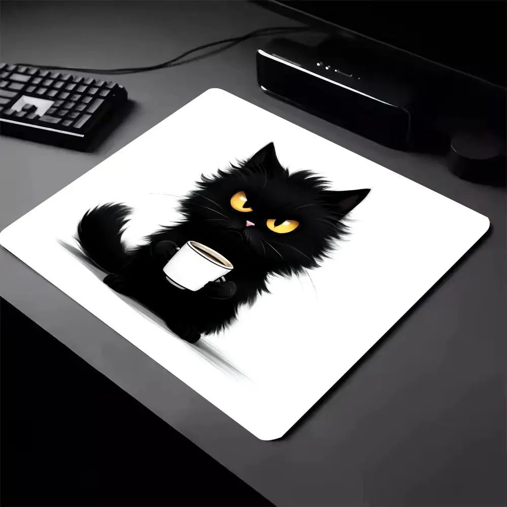 Cute coffee cat Mouse Pad Square Computer Office Mousepad New Gamer Rubber Anti-slip HD Gaming Keyboard Mousepads PC Desk Mat