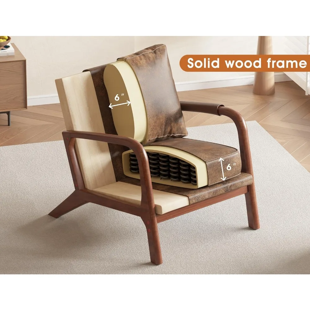 مجموعة كراسي حديثة لمنتصف القرن مكونة من 2، كرسي بذراعين منجد بإطار من الخشب الصلب، كرسي مريح لغرفة المعيشة #5