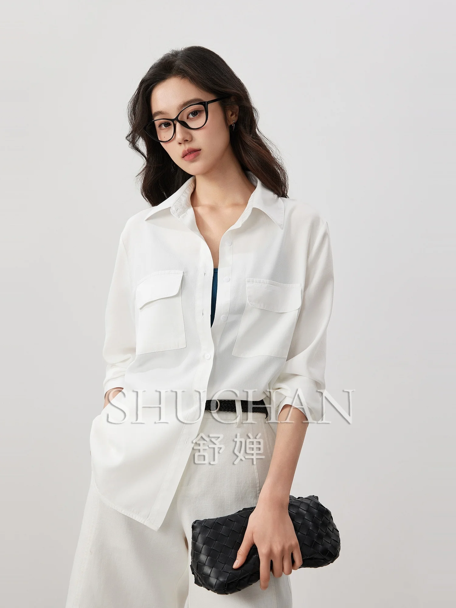 Commuting Lightweight 1OO% Natural Lyocell, Versatile + Simple Silhouette Medium and Long Shirt Women
