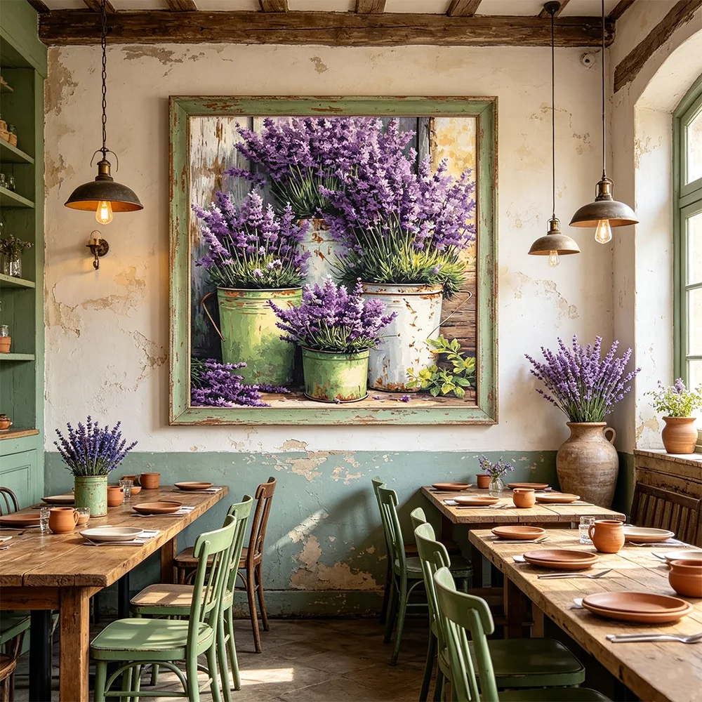 Lavender Modern Prints Flower Market Purple Floral Wall Art Posters Canvas Painting Mural Decoration for Dining Living Room