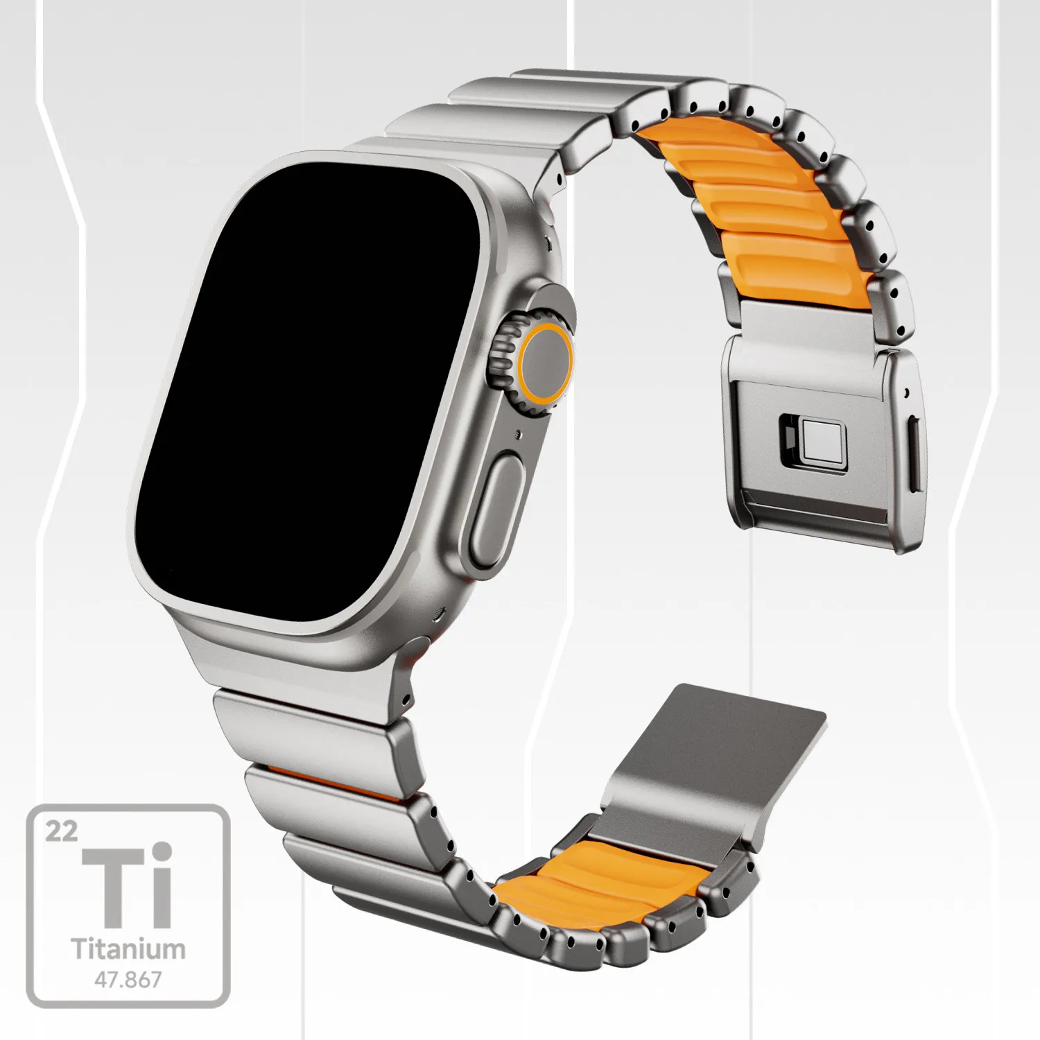 Pure titanium metal magnetic snapback watch strap, new model, suitable for Apple Watch 2025 men's strap