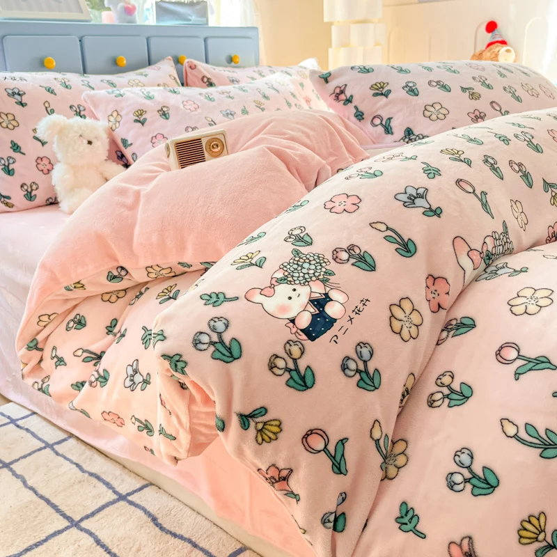 

2025 New Style 200-gram Fresh Light Milk Fleece Single Quilt Cover Autumn Winter Printed Cartoon Fleece Warm Student Duvet Cover