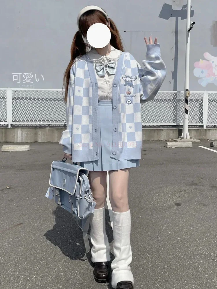 

Sanrio Cinnamonroll Kuromi My Melody Kawaii женский Jk вязаный Ardigan милый аниме Harajuku вязаные свитера Косплей плюшевый подарок