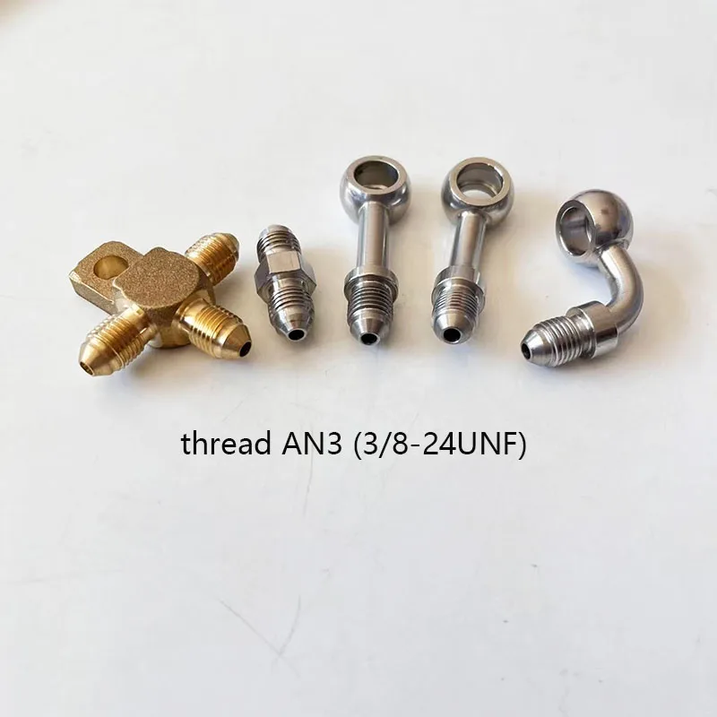 Stainless 3/8-24 Male Swivel Fittings Straight 45 90 Degree Inverted Flare Female Adapter For AN3 Braided Brake Oil Hose Lin
