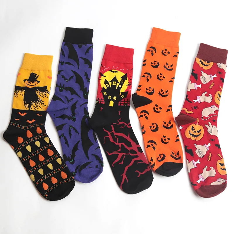 

1pair Unisex Autumn Winter Cotton Happy Funny Socks Women Men Design Novelty Skateboard Thick Long Socks Cosplay Halloween