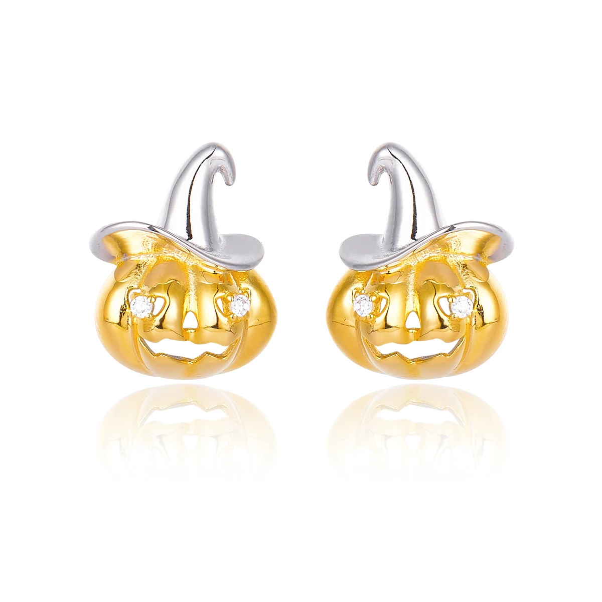 HAIKE S925 Sterling Silver Stud Earrings Original Christmas Series Magic Pumpkin Element Earpin Exquisite Cute Shape Two-Color