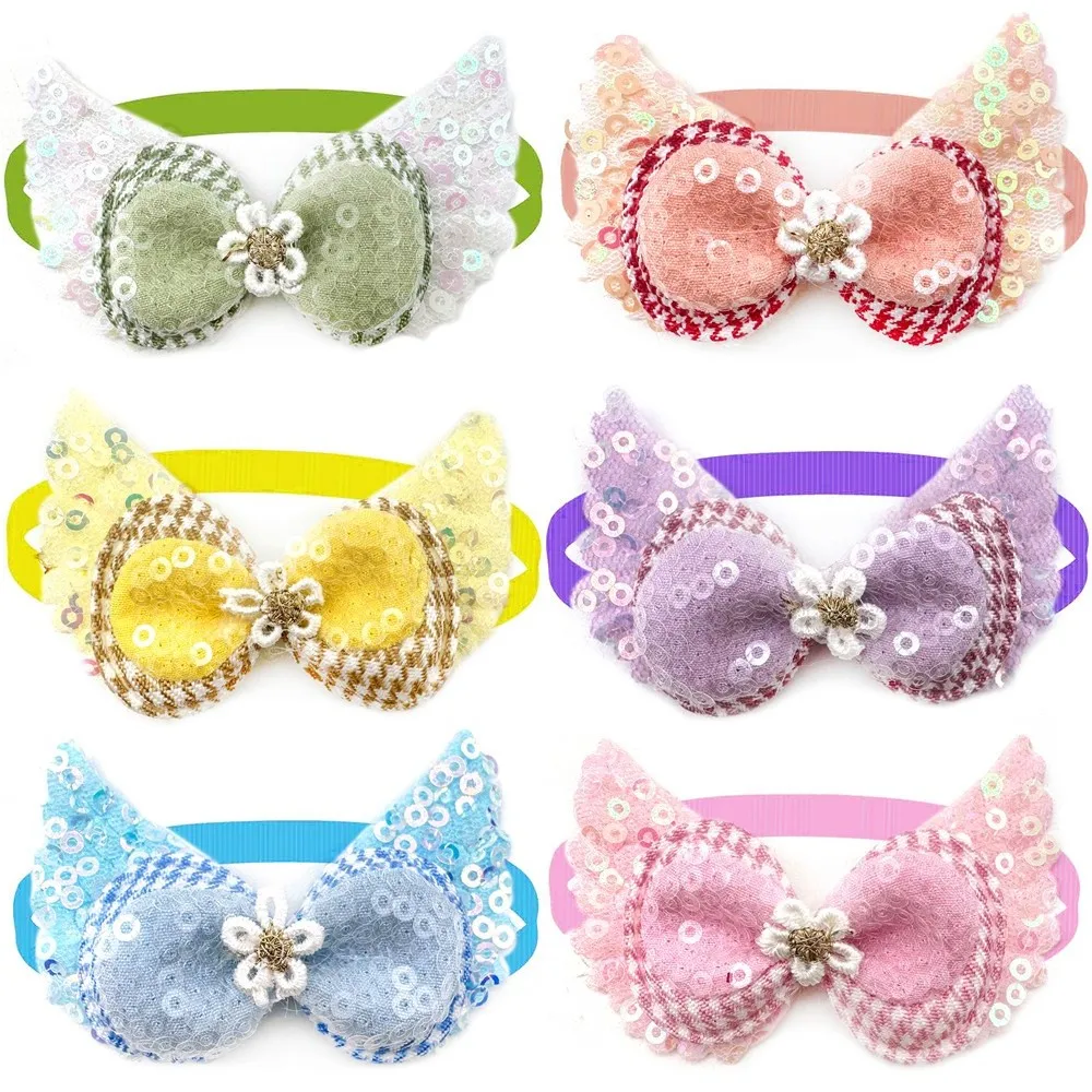 

30/50Pcs Wing Style Puppy Cat Dog Bowties Pet Grooming Bows Collars Adjustable Bowties Puppy Accessories