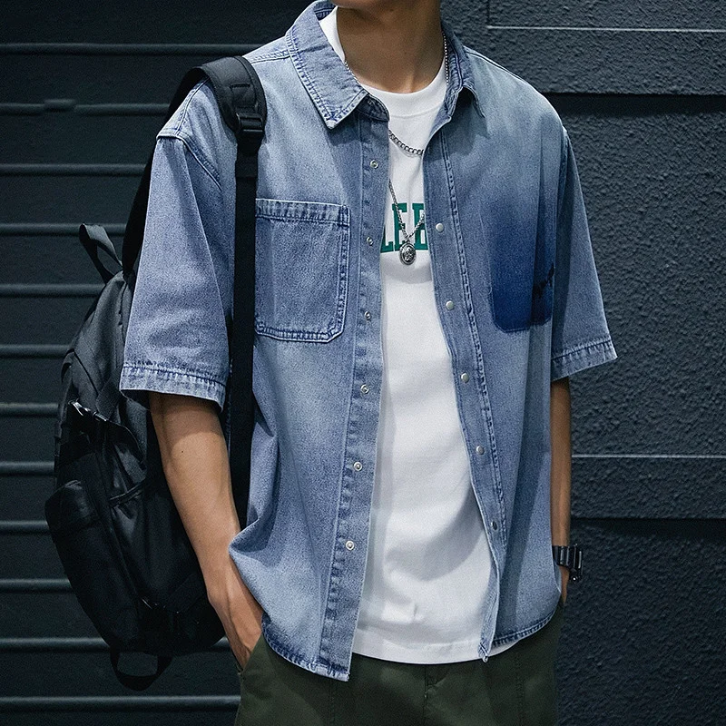 

Мужские летние повседневные свободные джинсы из смесового хлопка в стиле ретро, износостойкие, для работы, в американском стиле.