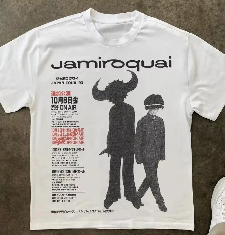 Jamiroquai "Japan Tour '93" Vintage Band T-Shirt Baumwolle Grafik-T-Shirt Herren Damen Sommer Streetwear – Detail 5