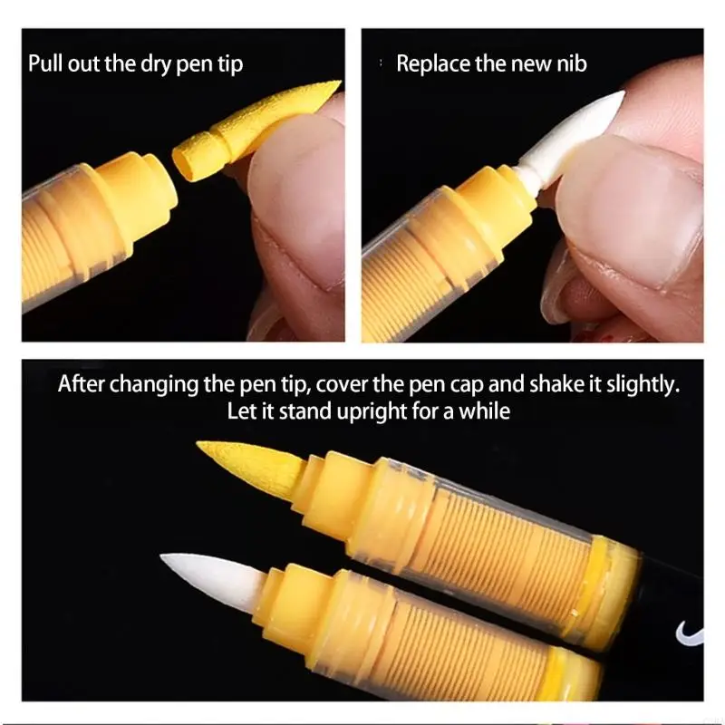CORA 5/10Pcs Acrylic Marker Tip Soft Nylon Bristles Brush Tip Replacements 1mm-5mm Line Wide Acrylic Paint Pen Brush Tip