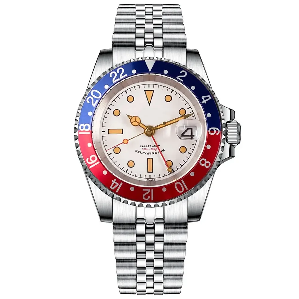 Tandorio 20ATM 40mm Business Sapphire Automatic Men Diver Watch Retro Red Blue Rotating Bezel NH34A GMT Mechanical Man Watch