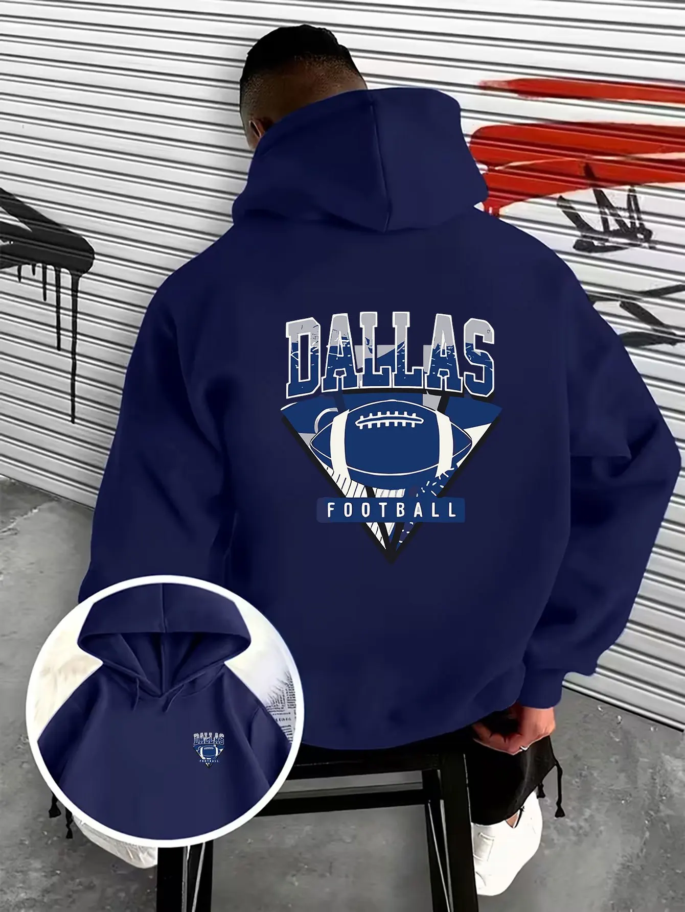 2026 Autumn Winter Men's Creative Double Sided Print Hoodie, Regular Fit Drawstring Hooded Sweatshirt,Ideal for Sports & Fitness
