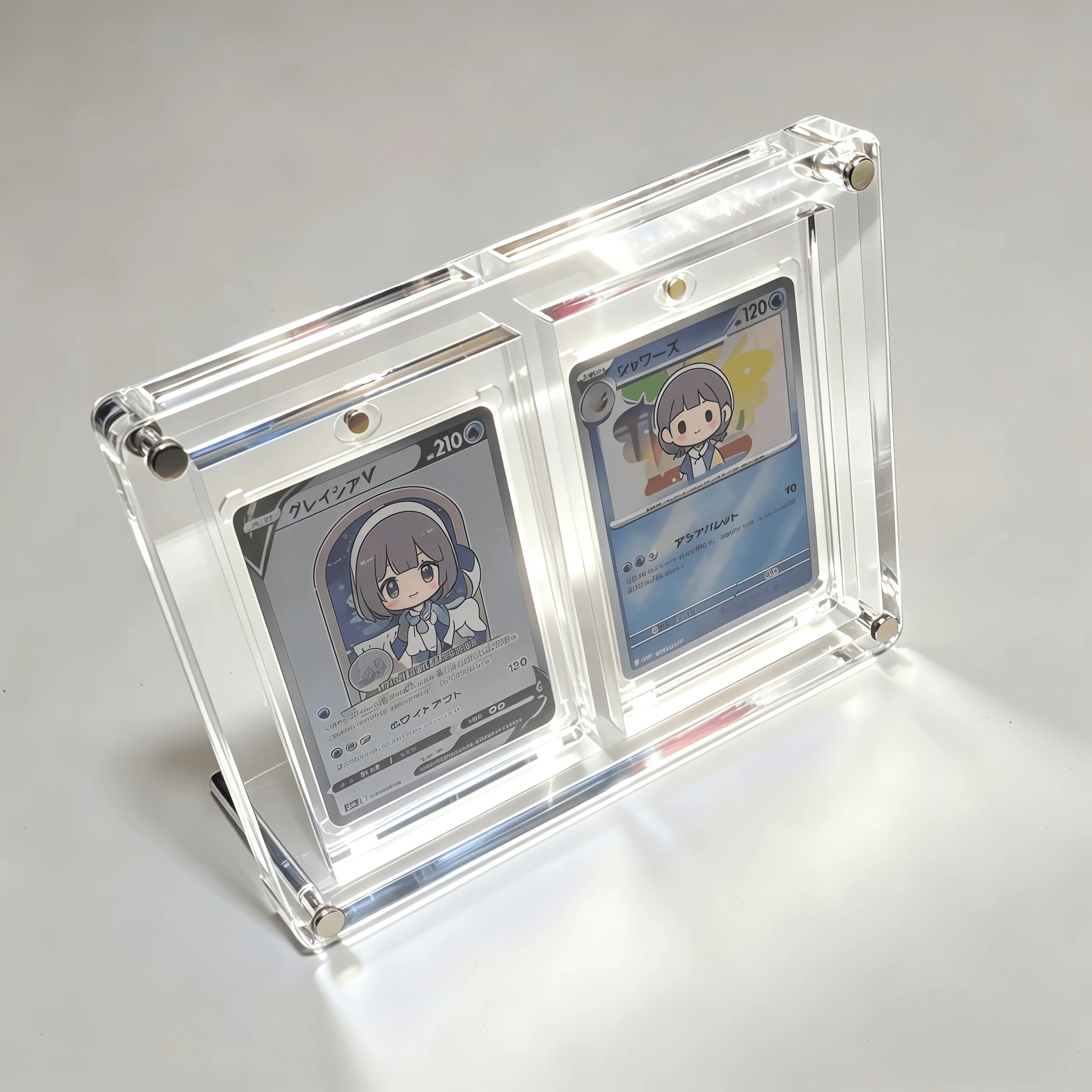 Soporte de exhibición PTCG, marco de fotos Polaroid, 35PT, extra grueso, para tarjetas Pokémon Yu-Gi-Oh, con 2 ranuras para fotos de acción extra.