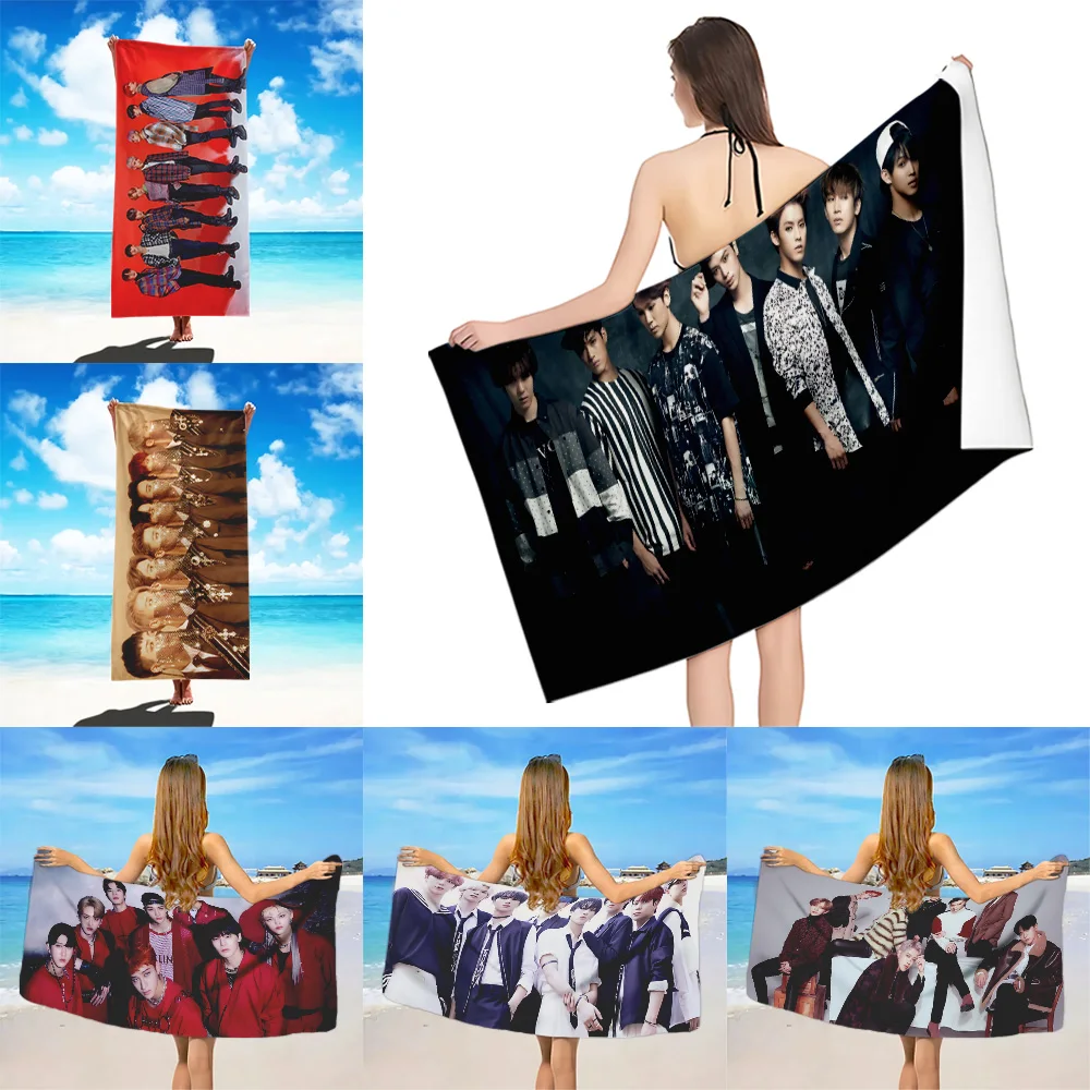 

ATEEZ KPOP Poster Beach Towel Microfiber Sand Free Quick Dry Soft Sandproof Pool Towels Gift for Women Travel Gym Shower Camping