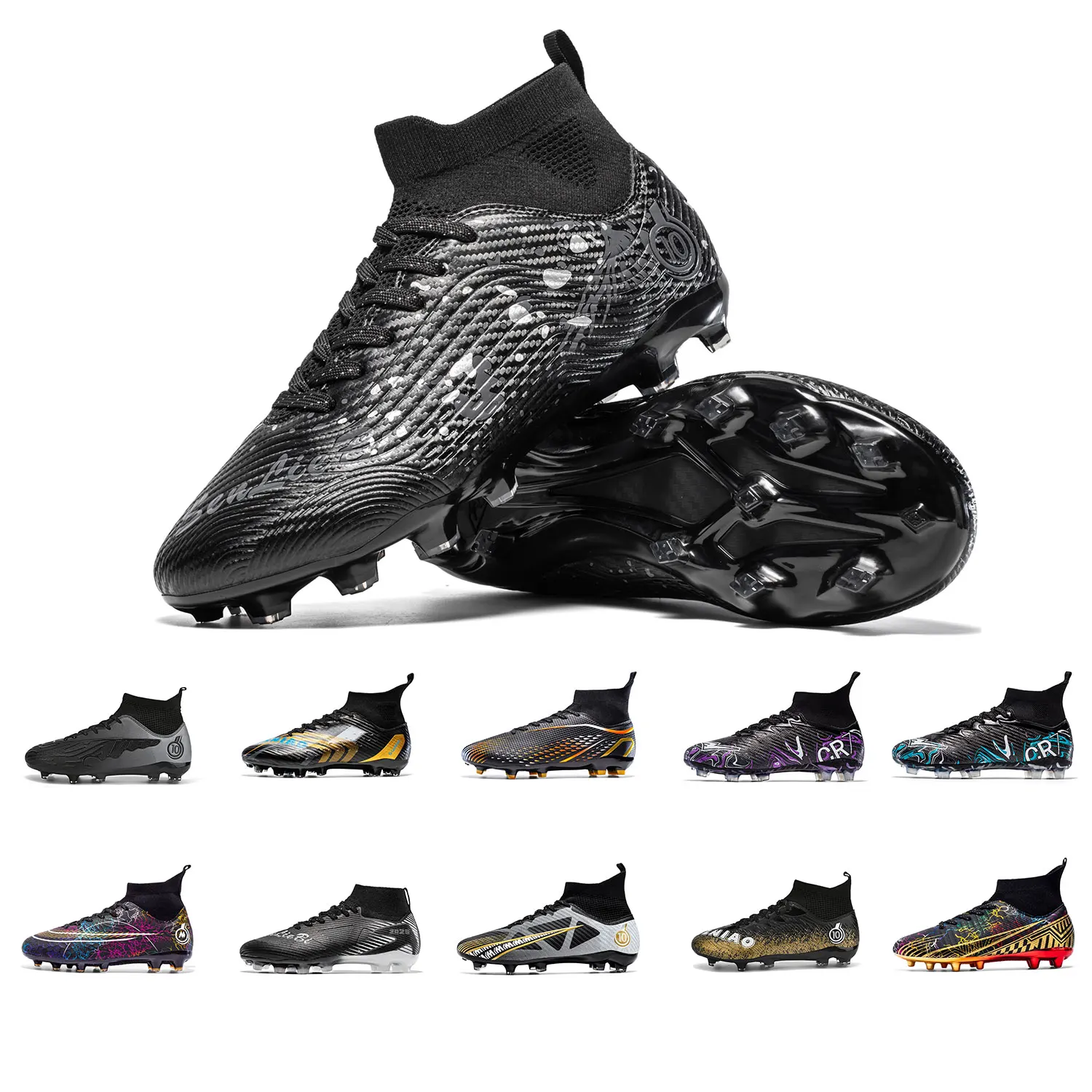 

Fashion Football Boots, Men's Soccer Cleats Football Cleats, High-Top Spikes Shoes Professional Training Indoor Outdoor Sneaker