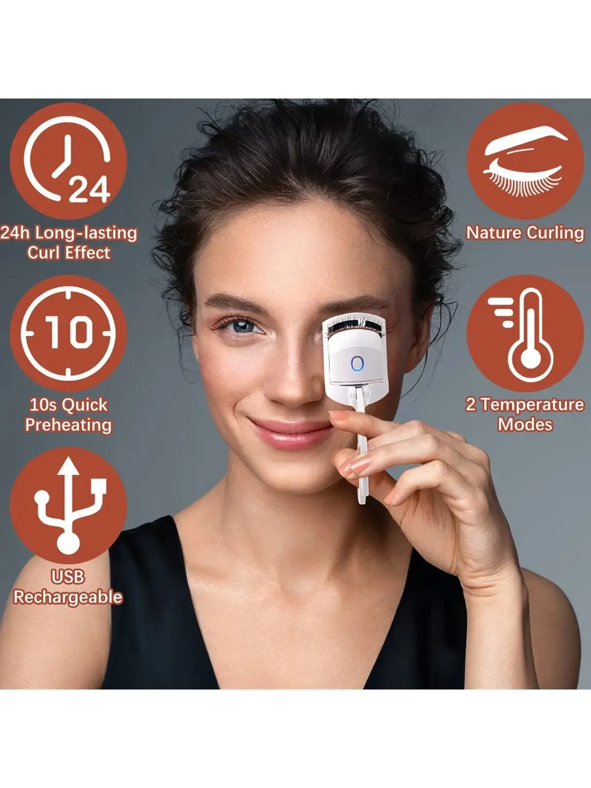 USB rechargeable eyelash curler portable electric heated eyelash curler long-lasting curling makeup tools cosmetics beauty