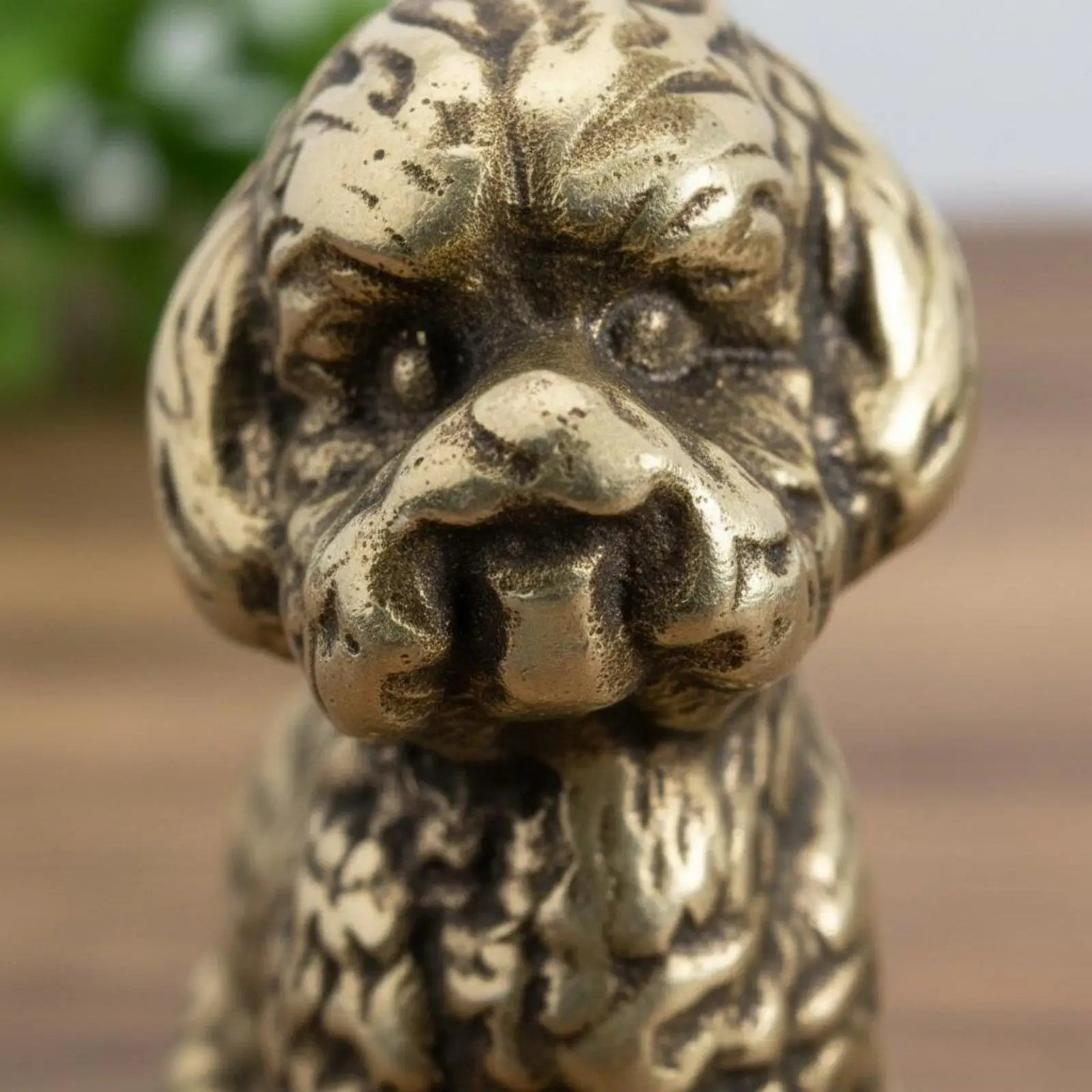 Miniature Stuffed Dog Ornament Collectible Solid Brass Dog Figurine Cute Brass Poodle Statue for Collectors, Desk, Car - view 3