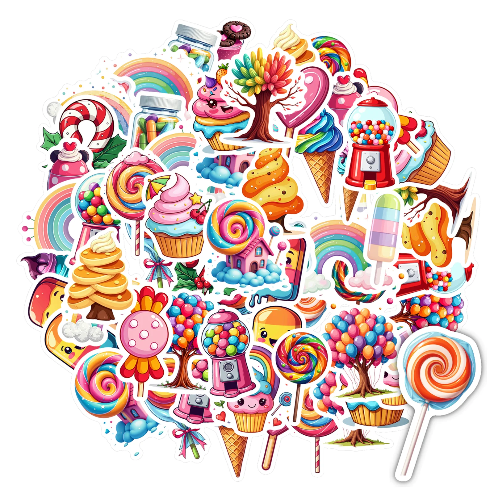 35pcs Cartoon Dessert Stickers Cute Rainbow Stationery Stickers Funny Stickers For Notebook Luggage Mobile Phone Cup Suitcase