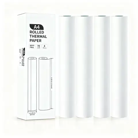 4 롤 A4 감열지 인쇄 용지 210x30mm 무선 블루투스 호환 열전사 프린터 팩스 기계 용지에 적합
