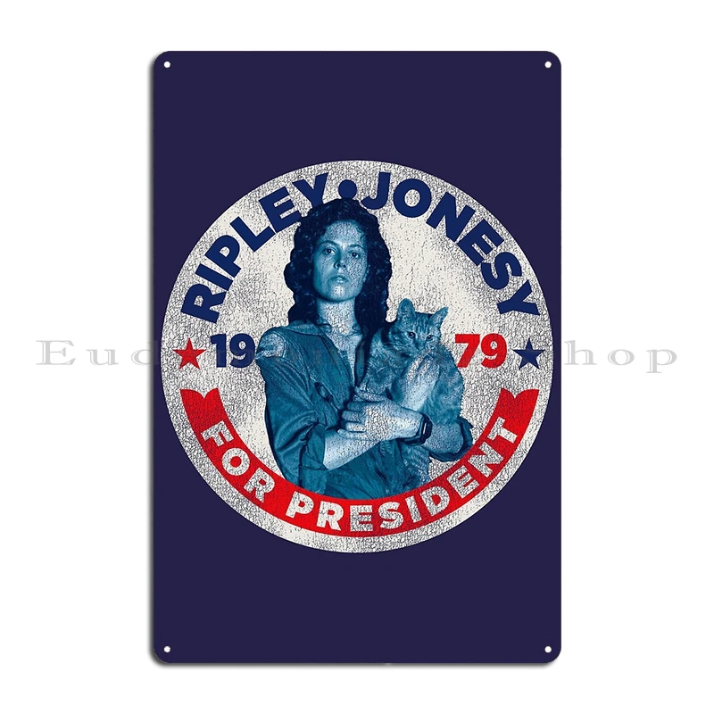 Aliens: Ellen Ripley and Newt Ripley and Jonesy Ghanaian Video Club Alien Metal Plaque Mural Wall Custom Club Tin Sign Poster
