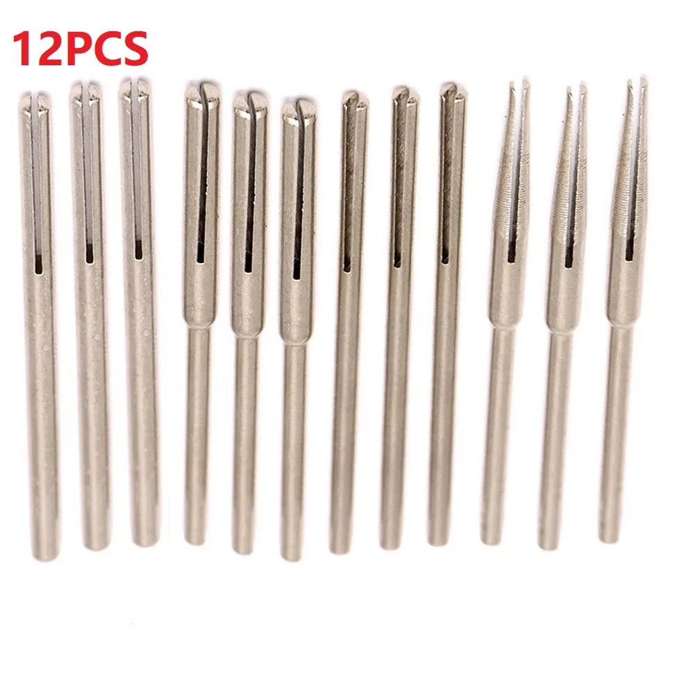 12pçs clipe de lixa abrasivo, mandris divididos retos, clipe 2.35mm/3.0mm tipo ferramenta rotativa, acessórios de ferramentas de lixamento