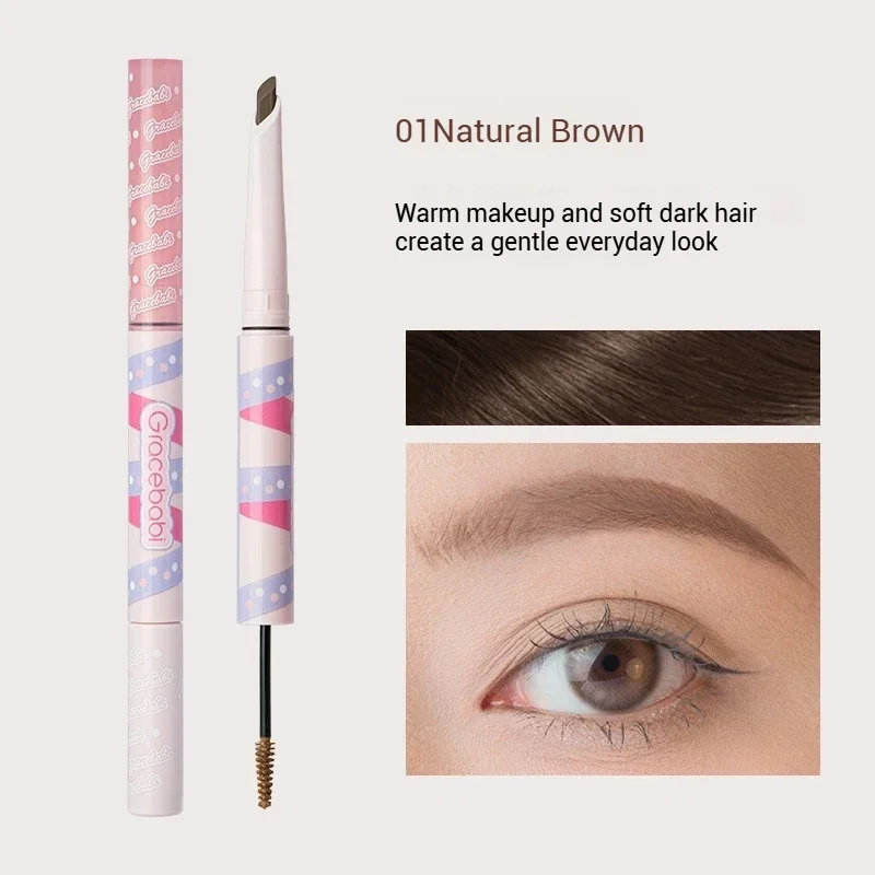 Gracebabi Eyebrow Pencil Eyebrow 2-In-1 Blade Brush Dual Head Dual Effect Three-Dimensional Waterproof