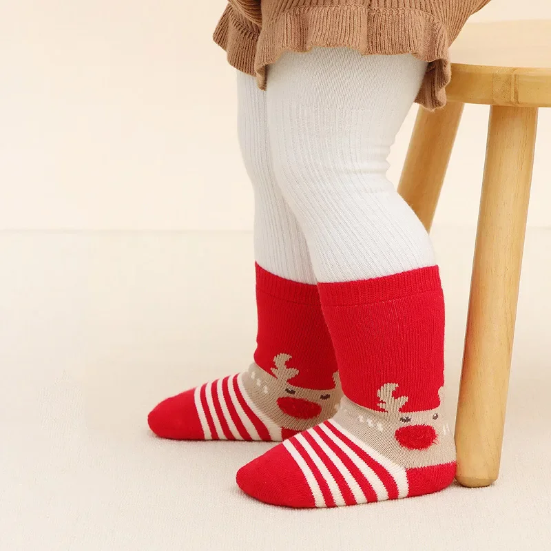 Christmas Socks for Baby Boy Girl Winter Thicken Warm Mid Tube Sock Infant Kids Cute Cartoon Print Socks