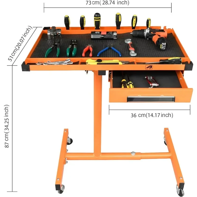 Custom Heavy Duty Adjustable Tear Down Work Table Tool Cart on Wheels with Drawers  Mobile Tool Storage Cart