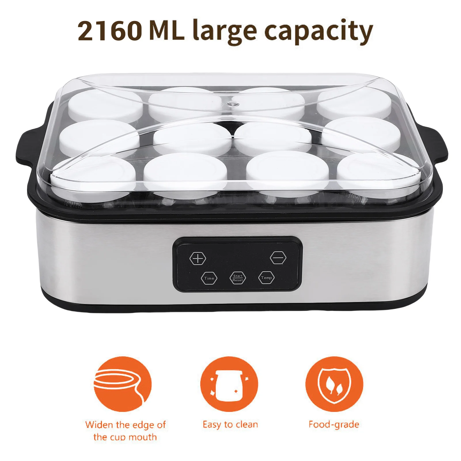 110 فولت/220 فولت صانع الزبادي التلقائي 0-48h الموقت قابل للتعديل درجة الحرارة صانع الزبادي الآيس كريم صانع بودنغ مع 12 قطعة أكواب 180 مللي