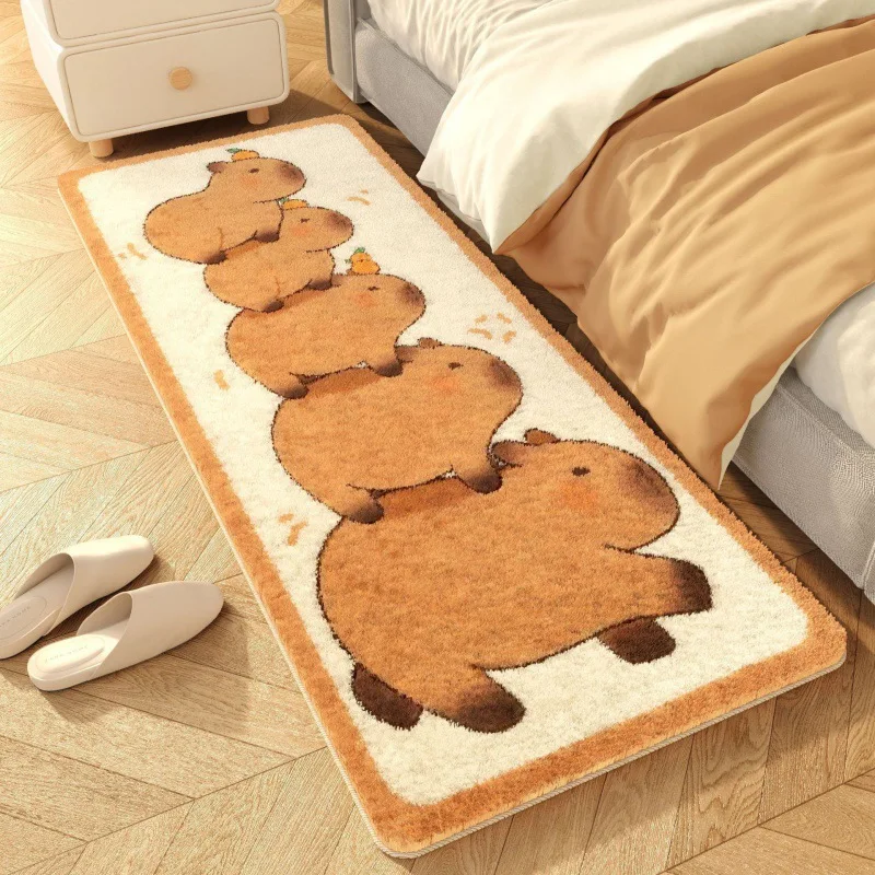 VIKAMA Nachttisch-Teppich aus Cartoon-Motiv, niedlich, Kaschmirimitat, für Kinderzimmer, Schlafzimmer, weicher Teppich für Wohnzimmer, Sofa, Heimdekoration