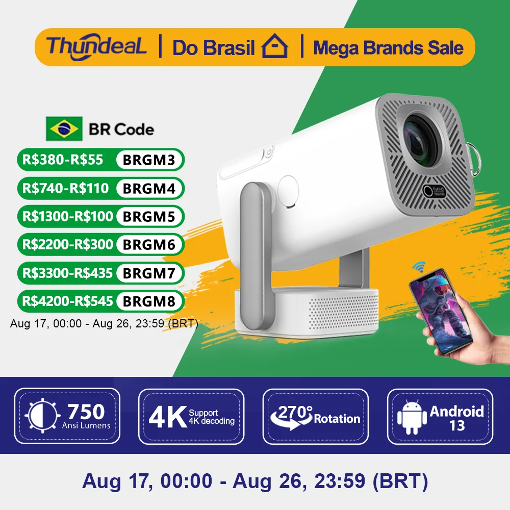 Projetores no brasil Projetor ThundeaL Full HD 1080P vídeo Compatível com 4K e 3D TD80Pro com WiFi e Android projetor portátil inteligente TD80W TD80 Pro para cinema em casa Para assistir filmes
