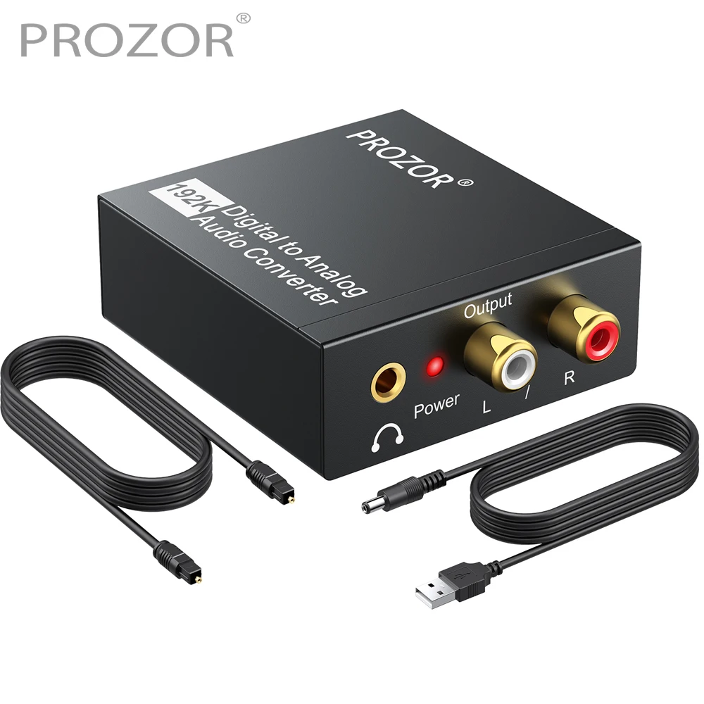 PROZOR-Convertidor de Audio Digital DAC SPDIF Toslink, entrada Coaxial RCA de 3,5mm, salida de auriculares, adaptador de Audio Digital a analógico, hierro
