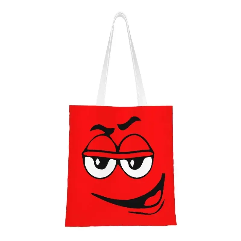 Fashion MMS Faces Shopping Tote Bags Recycling Emoticons Sweet Candy Grocery Canvas Shopper Shoulder Bag