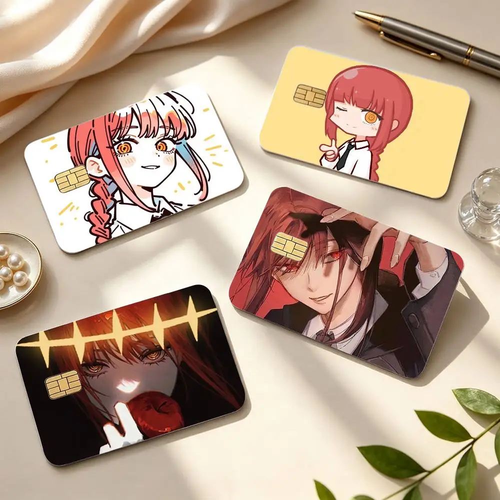 Chainsaw Man Makima HD Credit Card Stickers Game Card Decal Small Chip Waterproof Sticker Gift Decor