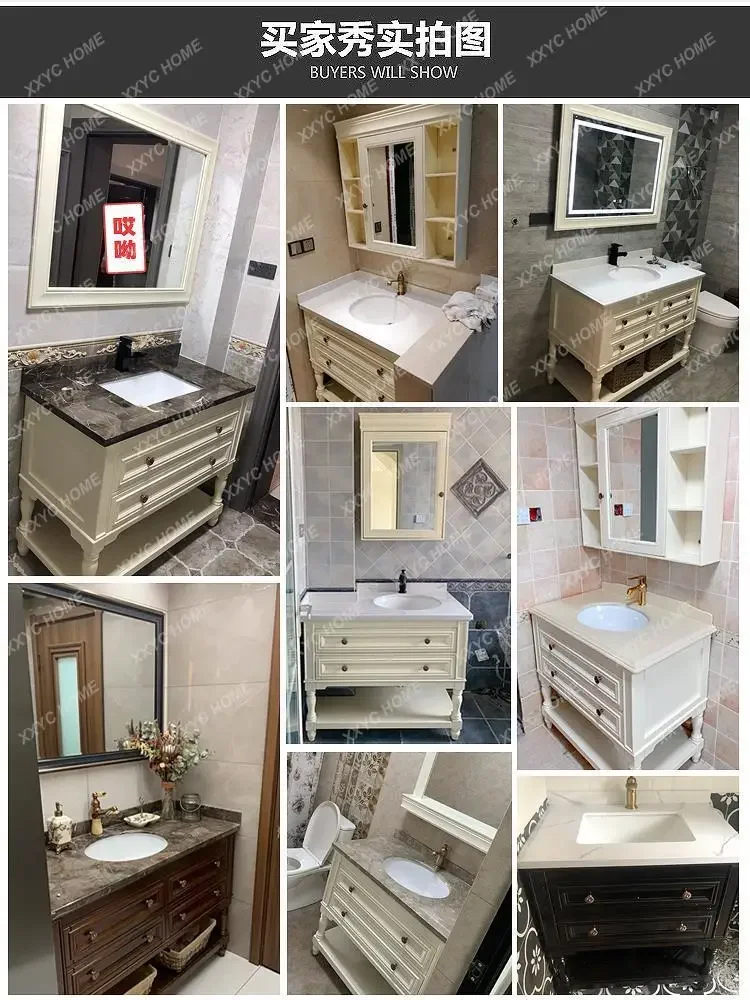 Bathroom Cabinet Combination Solid Wood Floor Wash  Mirror Cabinet bathroom vanity cabinet with sink  toilet  bathroom vanity