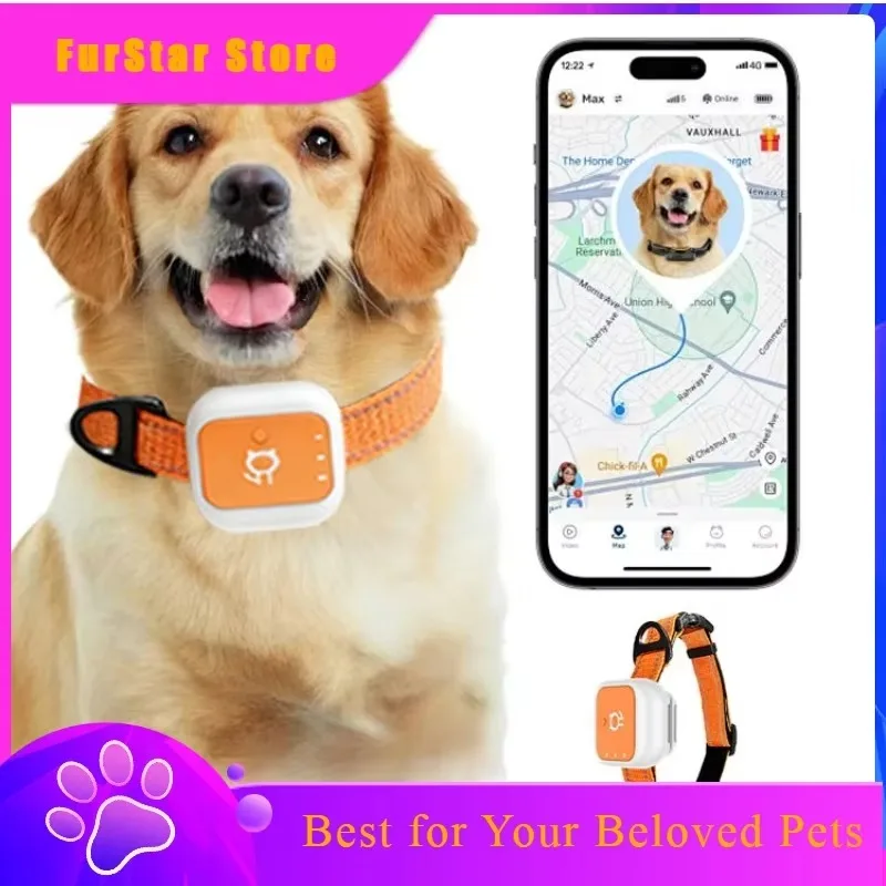 FurStar4G Network IP67 Waterproof Pet GPS Trackers Collar Real Time Smart Pet Dogs Cats GPS Tracker Health Monitoring Anti-lost