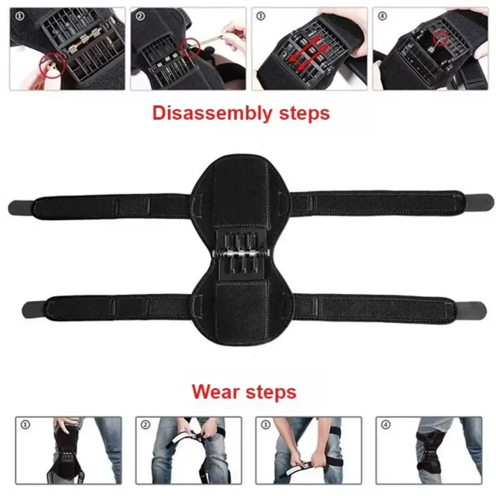 Rodilleras de protección de rodilla con resorte de rebote, rodilleras transpirables antideslizantes, Protector de rodilla fijo, protección de piernas, 1/2 Uds.