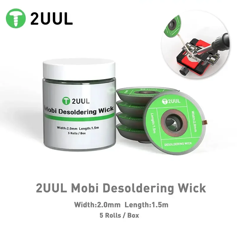 2UUL Mobi Desoldering Wick 2015 Solder Remover Sucking Tin Belt BGA Absorbtion Line Phone Mainboard Cpu Chip Cleaning Tools