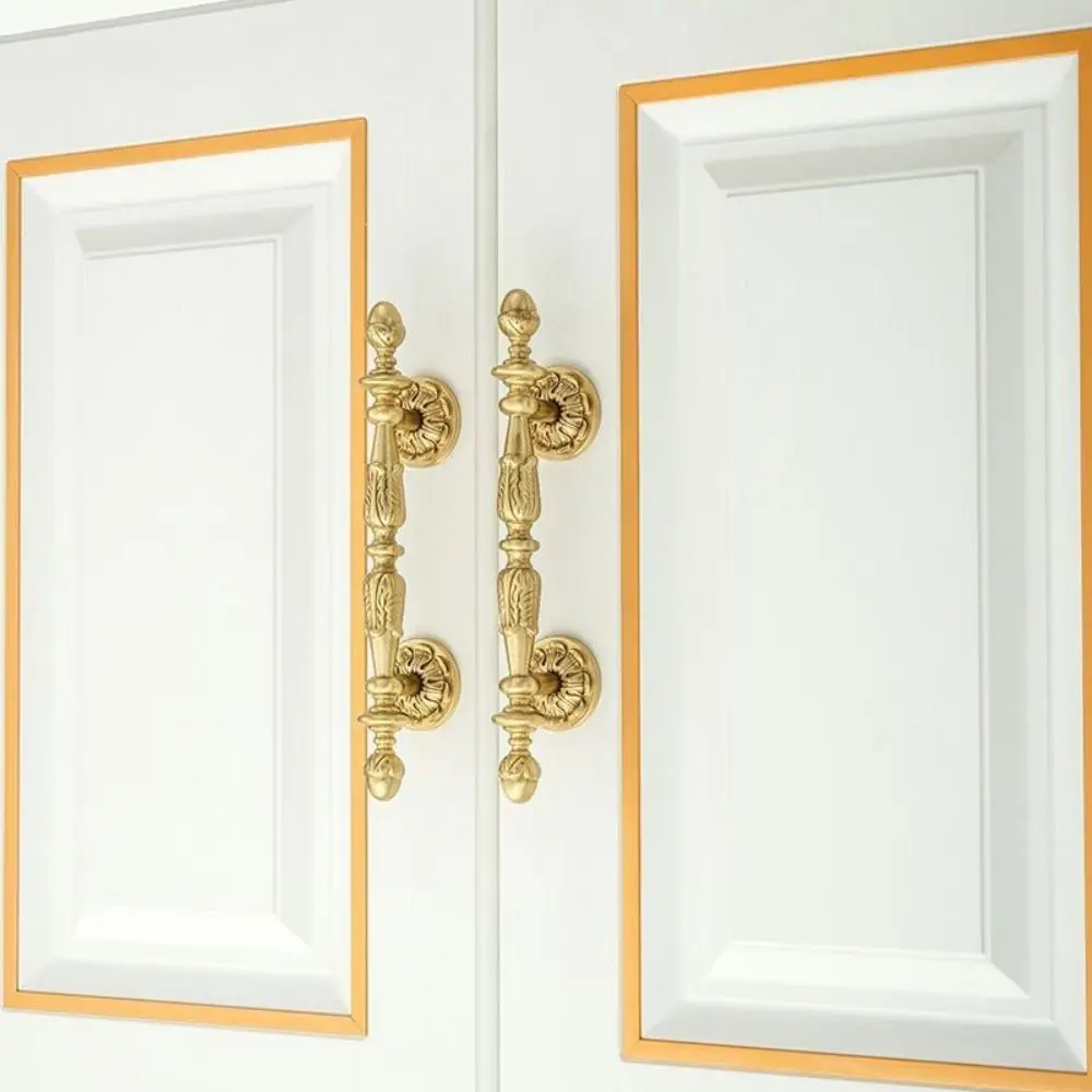 Solid Brass Furniture Handles Brushed Antique Brass Antique Bronze Finish Cabinet Pulls Long Handle Design Single-Hole Mounting