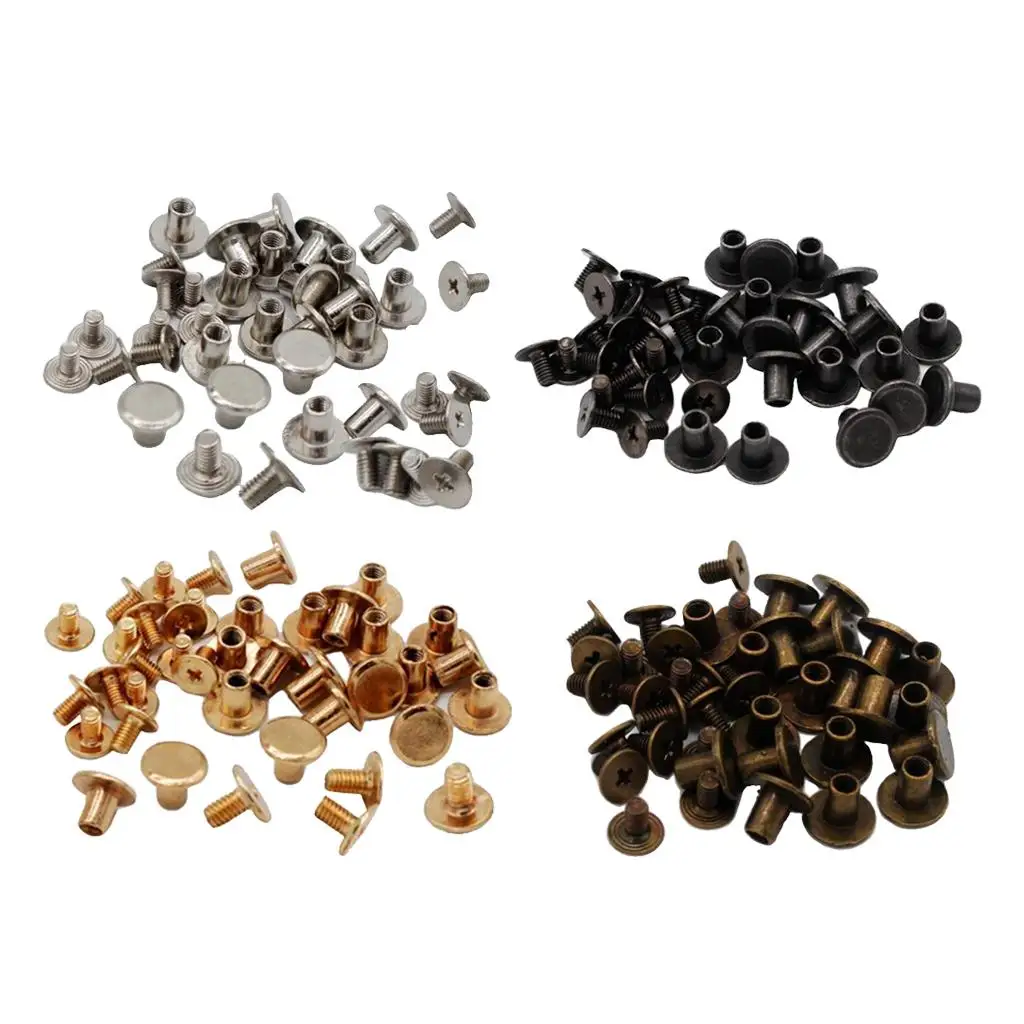 Screw Back Rivets Studs Round Alloy Decorative Nail Pins for Bookbinding and Leather Accessories