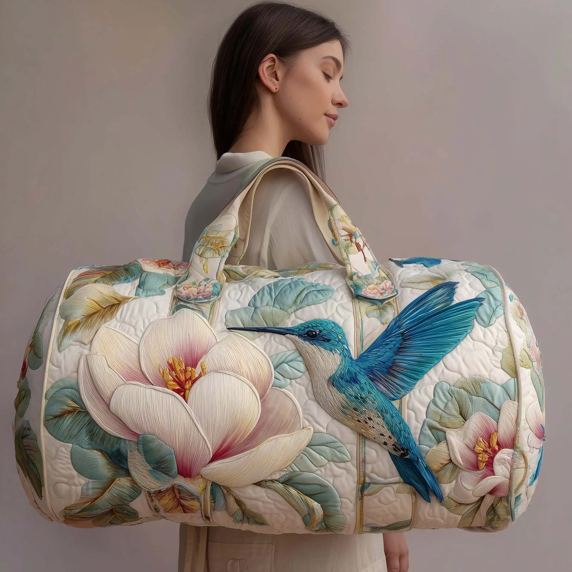 

3D Printed Quilted Bags floral Personalized Gifts Sport Bags Handbag Tote Bag Custom Training Travel Bag Beach Hiking Camping