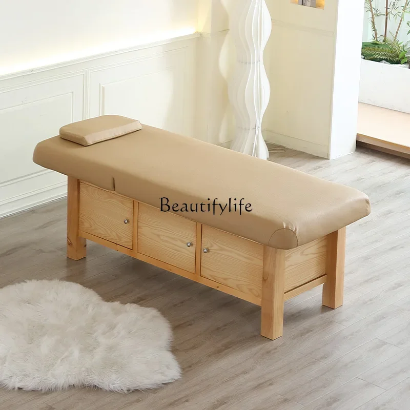 Solid Wood Latex Beauty Massage Therapy Bed with Hole Tattoo Couch